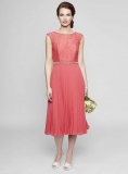 BHS - Deep Coral Louisa Lace Pleat Bridesmaids Dress