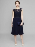 BHS - Navy Louisa Lace Pleat Bridemaids Dress